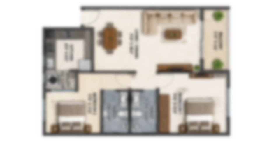 Abitante Fiore 1 BHK Floor Plan