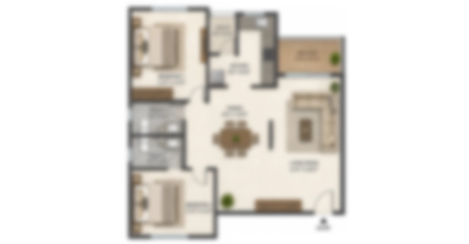 Abitante Fiore 2 BHK Floor Plan