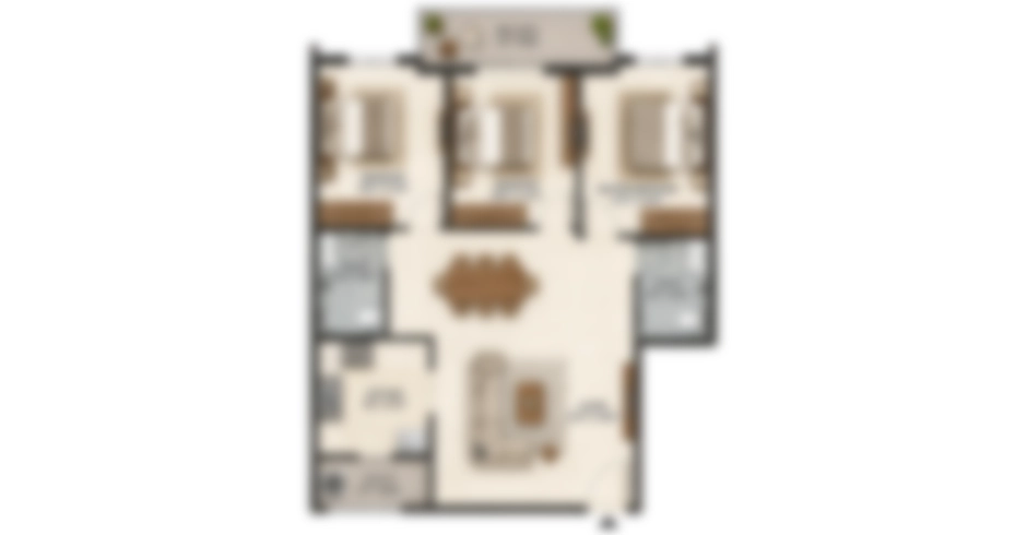 Abitante Fiore 2 BHK Floor Plan