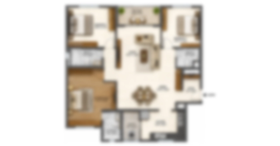 Abitante Fiore 3 BHK Floor Plan